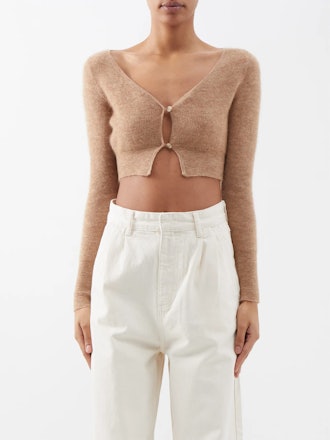 Alzou Cropped Mohair Blend Cardigan
