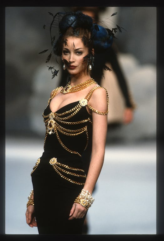 Christy Turlington walks the runway during the Chanel Haute Couture show as part of Paris Fashion We...