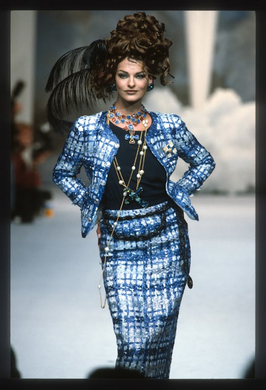 Linda Evangelista walks the runway during the Chanel Haute Couture show as part of Paris Fashion Wee...