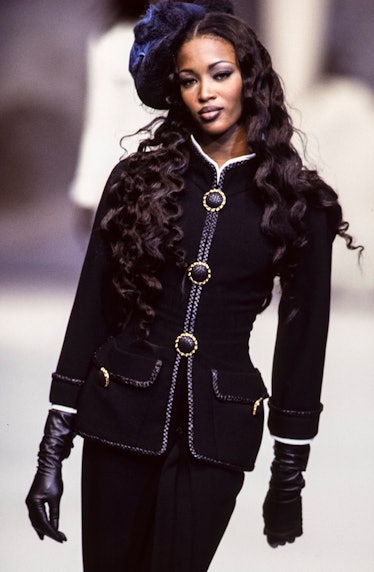PARIS, FRANCE - JANUARY: Naomi Campbell walks the runway at the Chanel Haute Couture Spring/Summer 1...