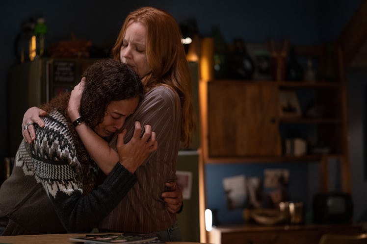 Van (Lauren Ambrose) hugs Taissa (Tawny Cypress) in Yellowjackets Season 2 Episode 5