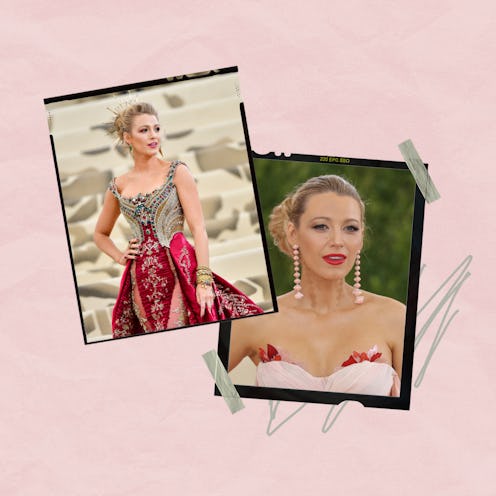 Blake Lively's hairstyle & makeup look from the Met Gala in 2018.