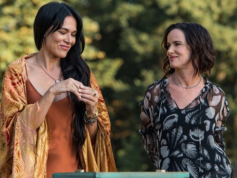 Simone Kessell as Lottie and Juliette Lewis as Natalie in Yellowjackets Season 2