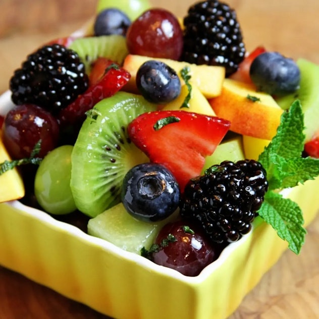 fresh fruit salad with lime-honey dressing
