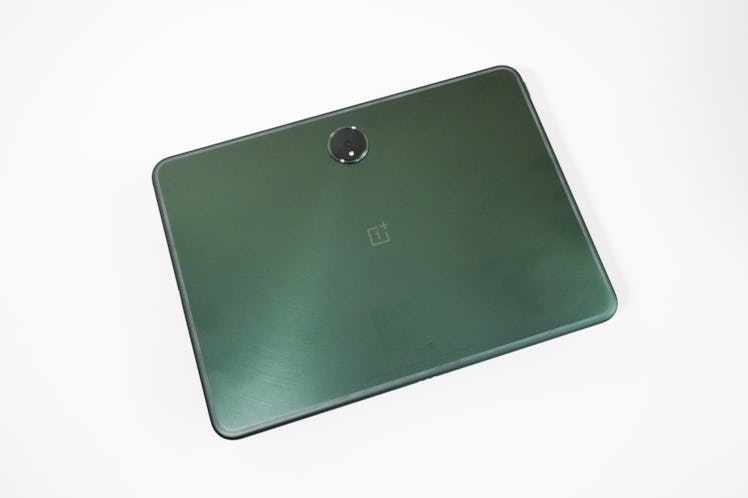 The backside of the Halo Green OnePlus Pad