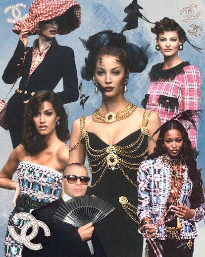 A collage of Spring 1992 Chanel looks