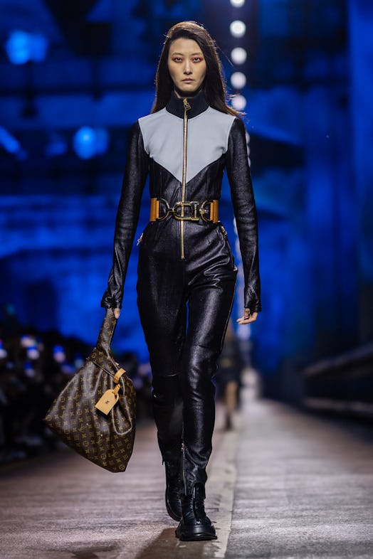 A model walks the runway during the Louis Vuitton Pre-Fall 2023 Show on the Jamsugyo Bridge at the H...