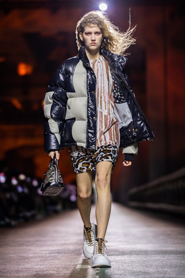 A model walks the runway during the Louis Vuitton Pre-Fall 2023 Show on the Jamsugyo Bridge at the H...