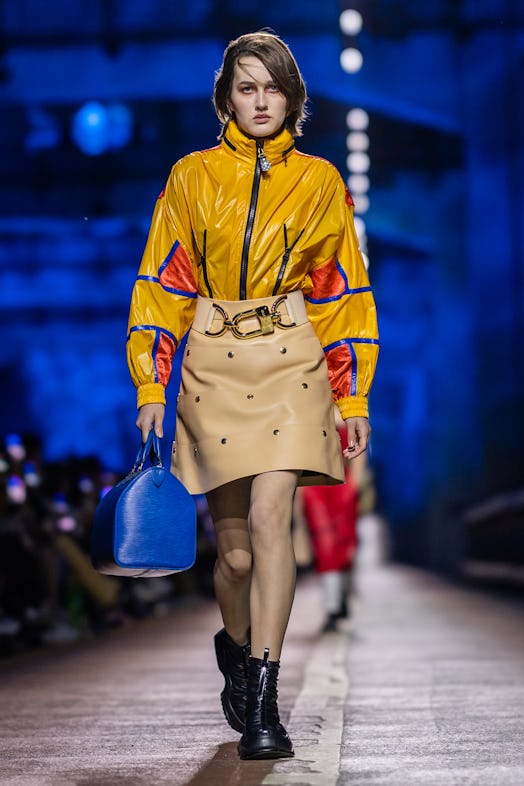 A model walks the runway during the Louis Vuitton Pre-Fall 2023 Show on the Jamsugyo Bridge at the H...