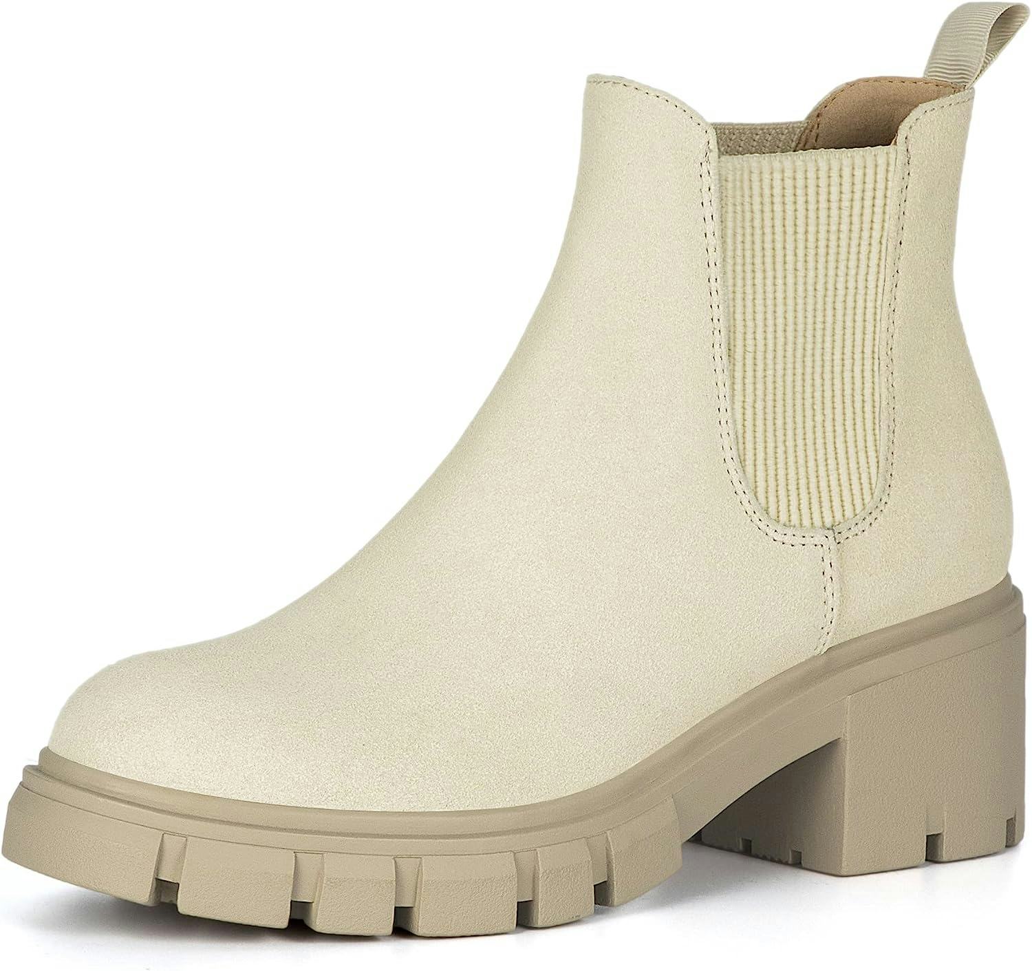 Athlefit Chunky Heel Slip-On Chelsea Boots