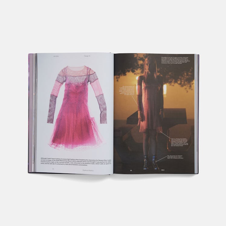 an open book featuring a costume and still from the TV series Euphoria