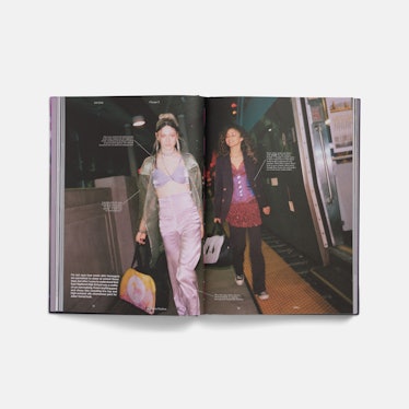 an open book featuring an image of Hunter Schafer and Zendaya as Jules and Rue, the characters they ...