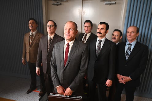 Woody Harrelson plays E. Howard Hunt in 'White House Plumbers' alongside actors Alexis Valdes, Yul V...