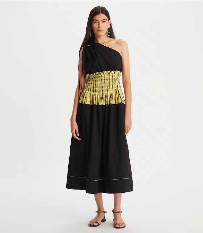 Colorblock Stripe One-Shoulder Dress
