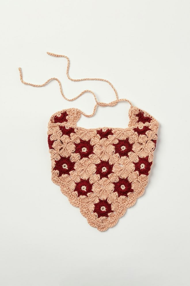 Crochet Flower Hair Scarf