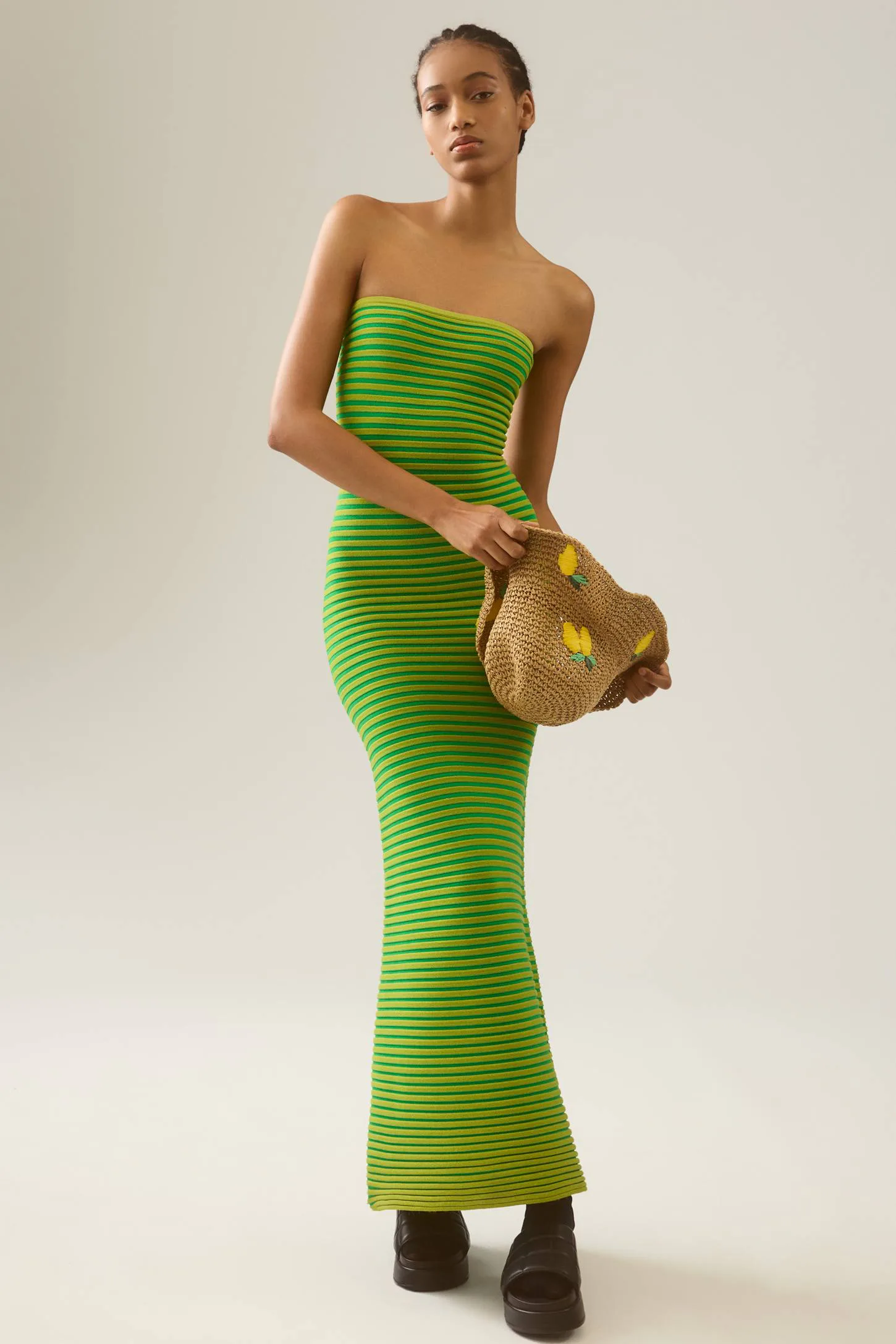 lime green tube top dress Tube Top Off-Shoulder A-Line Evening Dress Long-Sleeves Applique  Floor-Length Formal Gowns main image 1