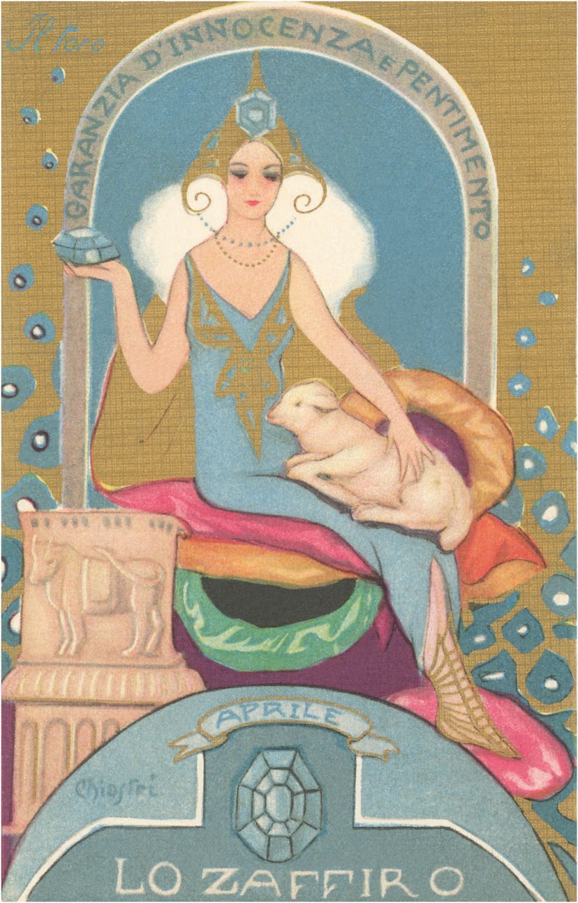 Vintage illustration of Italian Month Signs, April, 1910