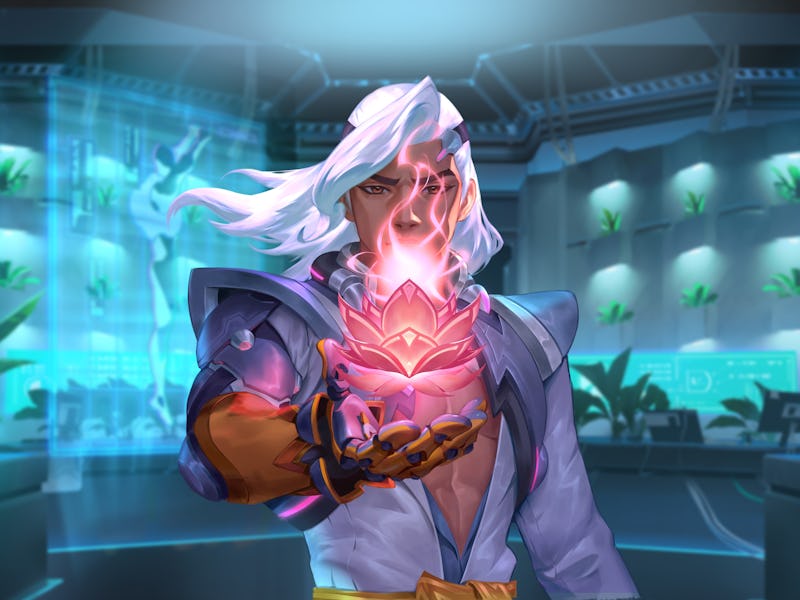 Lifeweaver holding healing blososm in hand