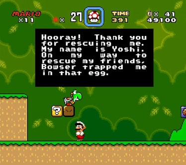 Yoshi's debut in 'Super Mario World'