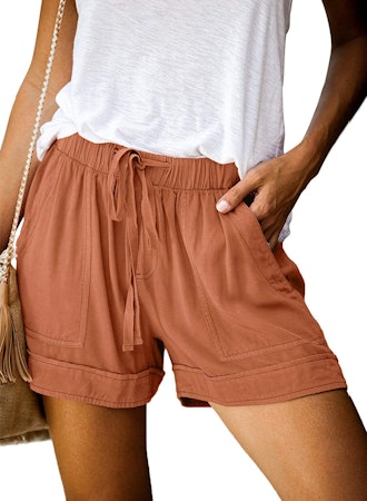 Acelitt Women Comfy Drawstring Casual Elastic Waist Pocketed Shorts