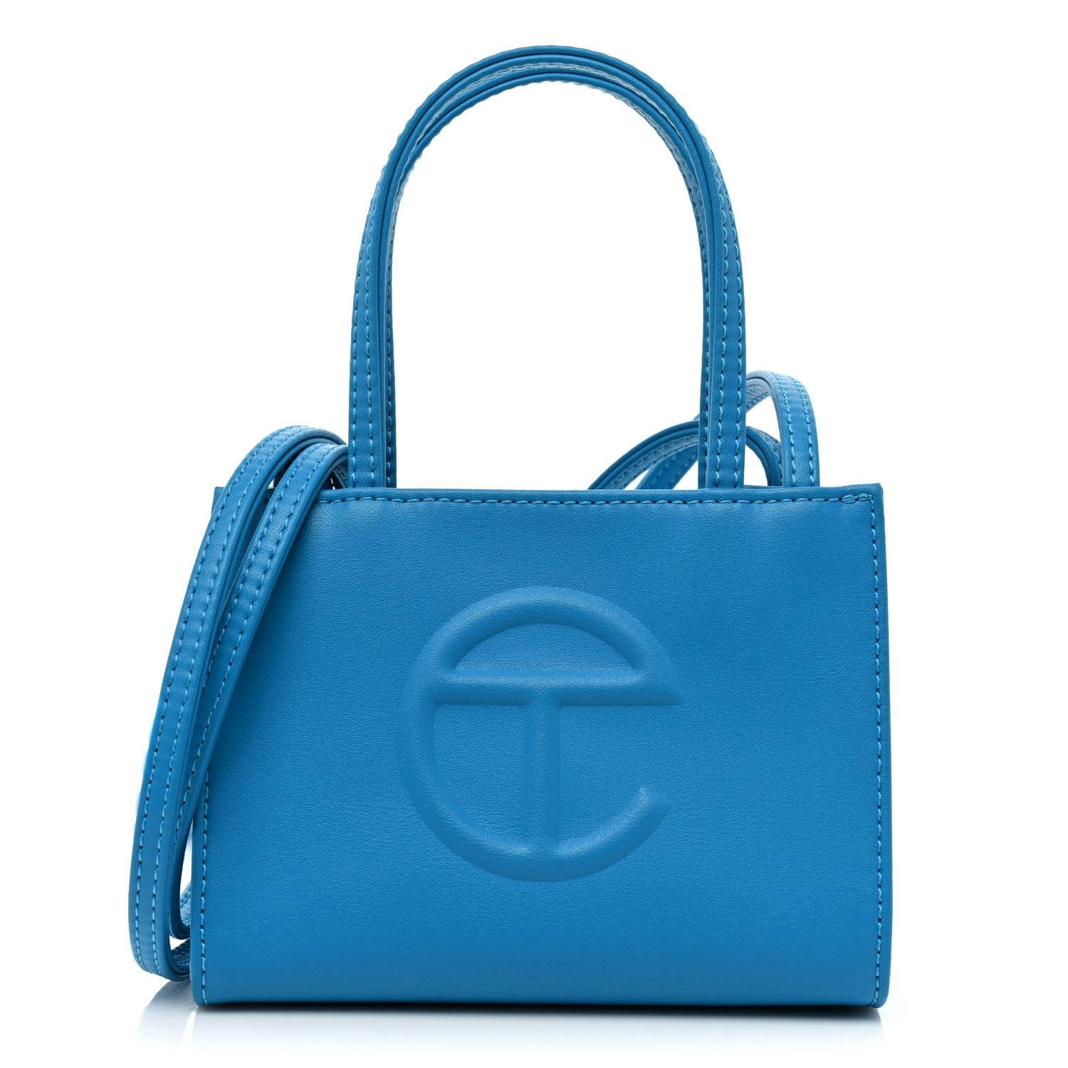 Telfar Vegan Leather Small Shopping Bag Cyan