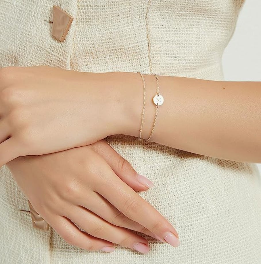 MONOZO 14K Gold-Filled Initial Bracelet (2-Pack)