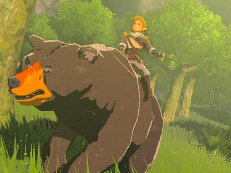 zelda breath of the wild link riding a bear