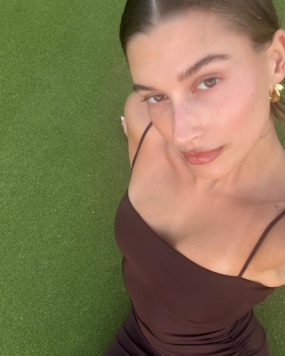 Hailey Bieber's Brown Reformation Dress