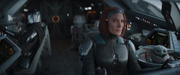 Din Djarin (Pedro Pascal) and Bo-Katan Kryze (Katee Sackhoff).