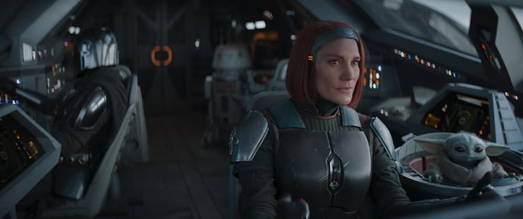 Din Djarin (Pedro Pascal) and Bo-Katan Kryze (Katee Sackhoff).