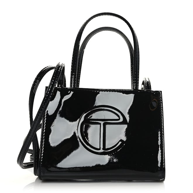 Telfar Patent Vegan Leather Small Shopping Bag Black