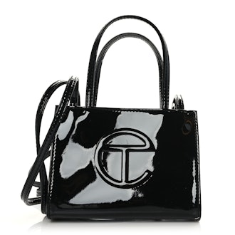 Telfar Patent Vegan Leather Small Shopping Bag Black