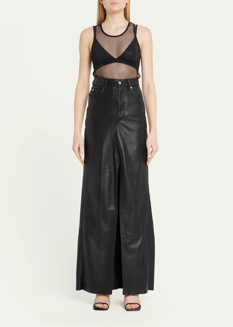 A-Line Leather Maxi Skirt
