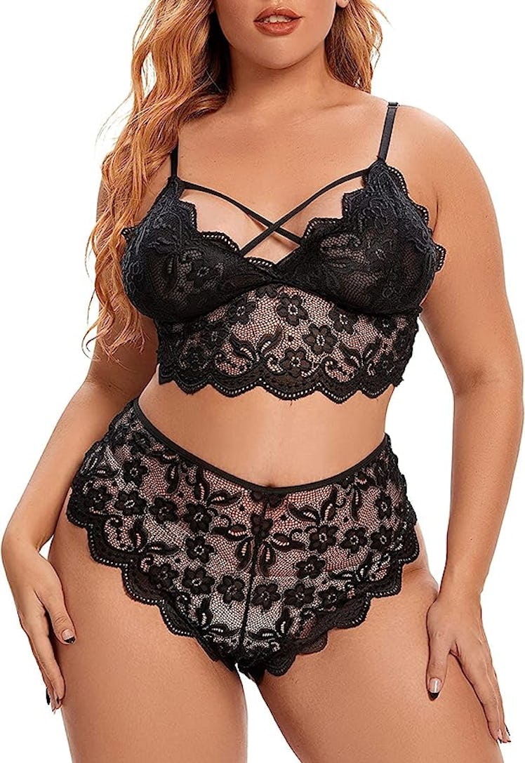 Ella Lust Floral Lace Bra And Panty Set