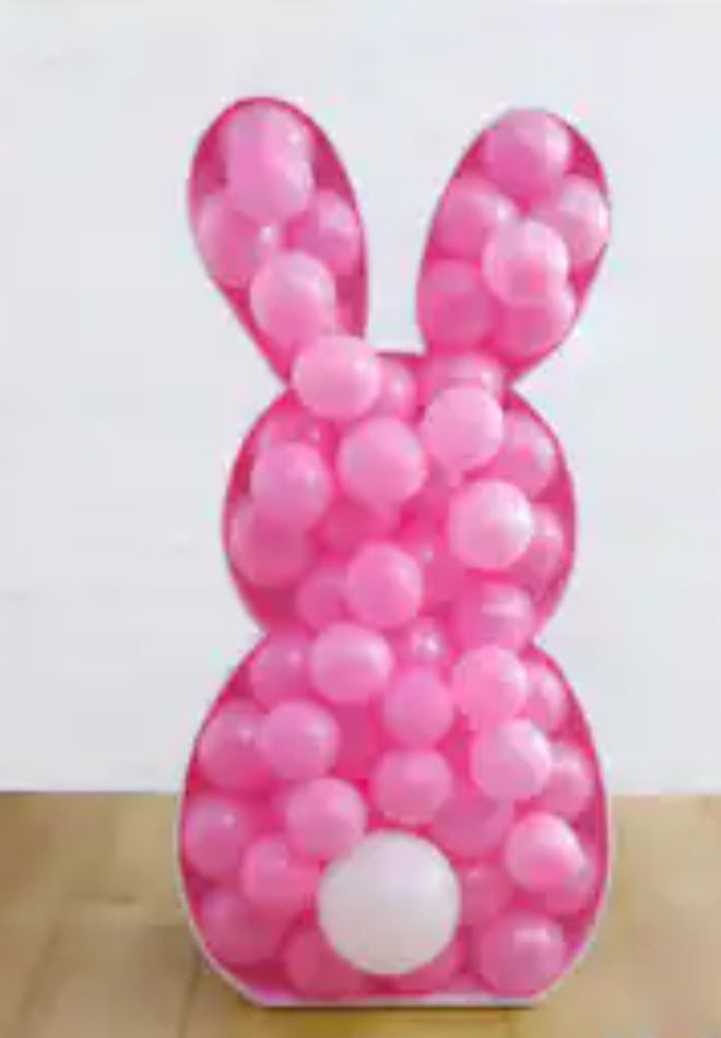 Bunny-Shaped Balloon Kit With Pink And White Balloons For Easter Baby Shower