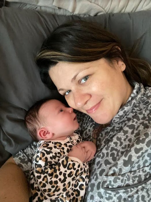 Karen Kicak and her daughter, Olivia, as a newborn.