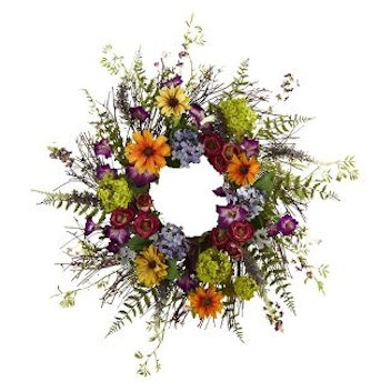 Nearly Natural 24" Spring Garden Wreath with Twig Base