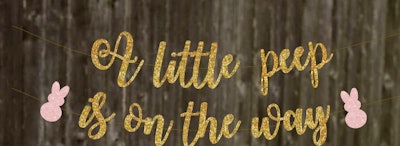 Gold Glitter Garland A Little Peep Is On The Way for Easter Baby Shower