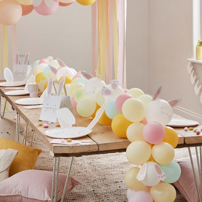 Pastel-Colored Balloon Table Runner for Easter Baby Shower
