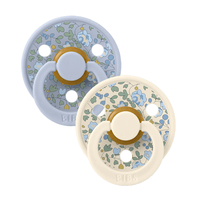 Adorable Dusty Blue and cream liberty pacifiers, pack of two