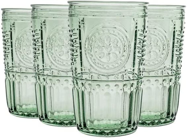 These green crystal glasses are a cheap yet beautiful addition to your tableware.