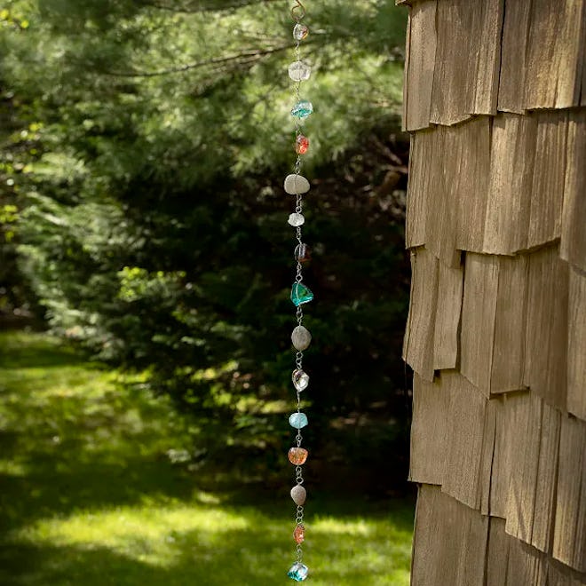 Mother's Day gifts for grandma who loves gardening: a rain chain made of recycled gems