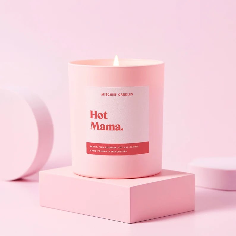 want to know what to get your pregnant wife for mother's day? This yummy hot mama candle is a good g...