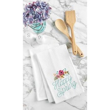 C&F Home Happy Spring Embroidered Waffle Weave Kitchen Towel