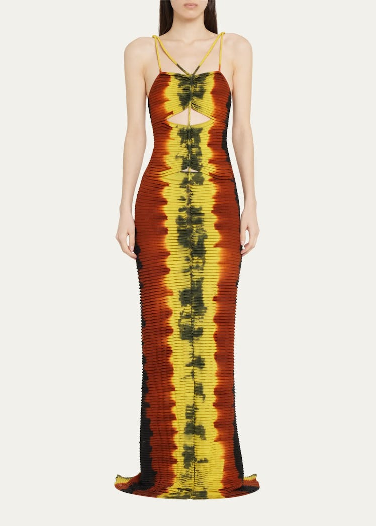 Suberi Tie-Dye Pintuck Cutout Dress