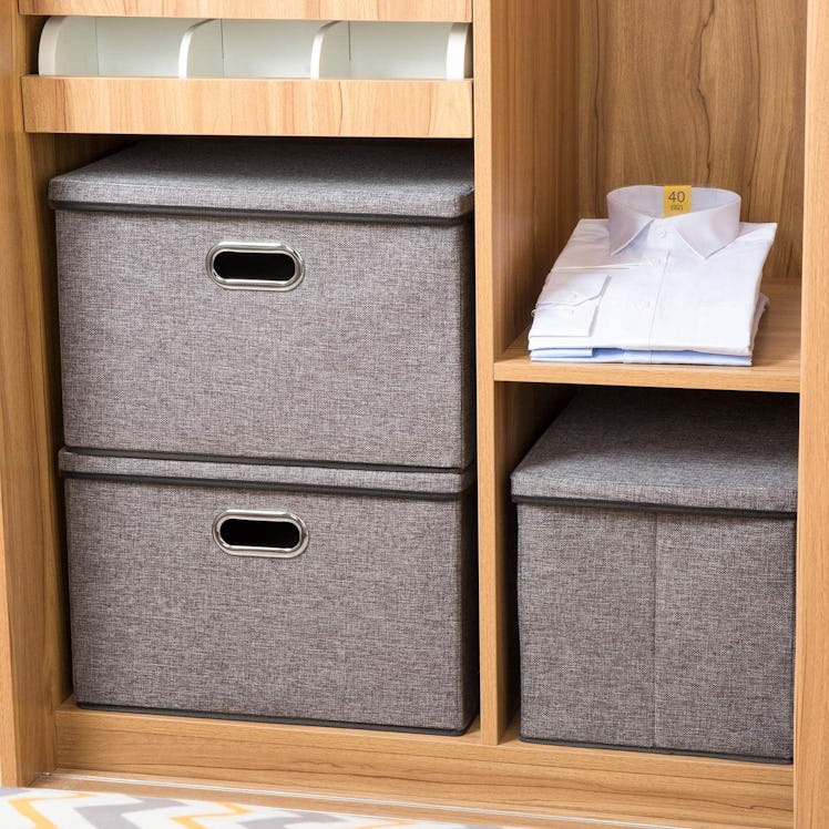 PRANDOM Large Collapsible Storage Bins with Lids (3-Pack)