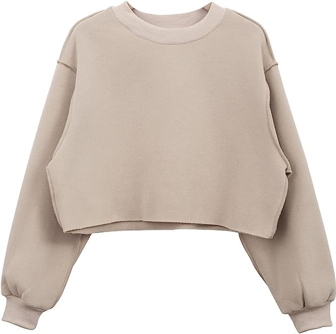 Amazhiyu Cropped Pullover Sweatshirt