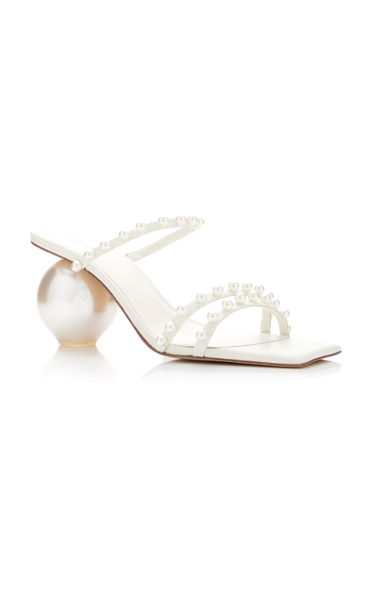 Cult Gaia Ilona Pearl-Embellished Leather Sandals