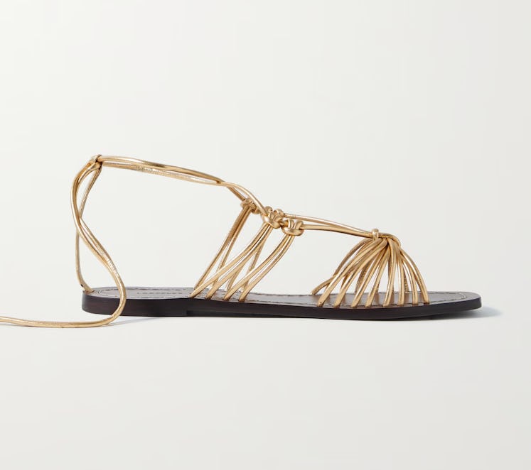 Romy Lace-Up Metallic Sandals