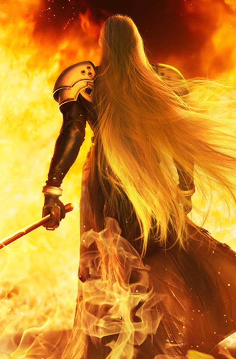final fantasy 7 remake sephiroth fire art